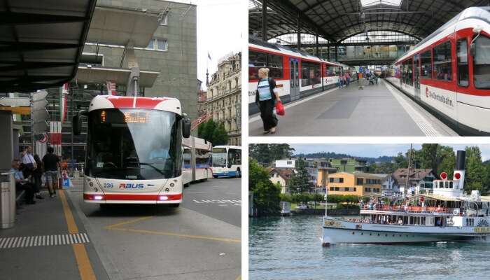 Ônibus trem e barco