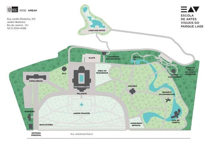 Mapa do Parque Lage - Viagens Bacanas