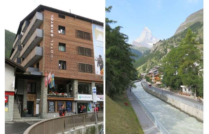 Hotel Bristol em Zermatt a lado do Rio Vispa - Viagens Bacanas