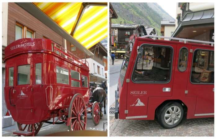 Charrete e carro elétrico do Hotel Seller em Zermatt - Viagens Bacanas