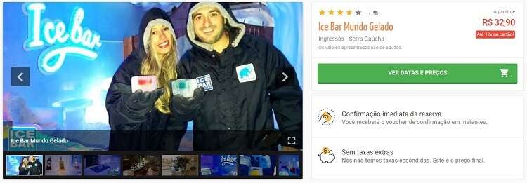 Ingressos da Touron para o Ice Bar Mundo Gelado