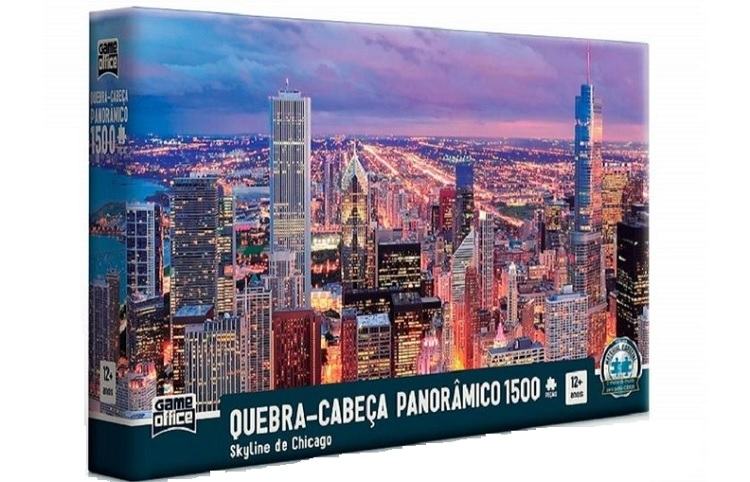 Quebra-cabeça Panorâmico Skyline de Chicago 1500 - Viagens Bacanas