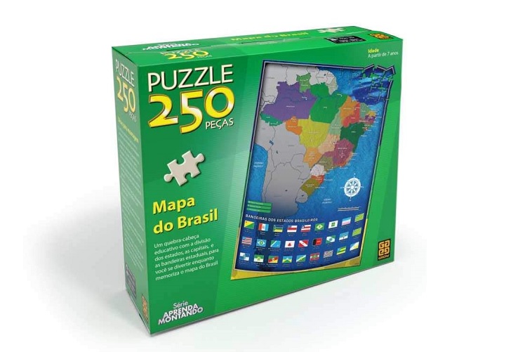 Quebra-Cabeça Mapa do Brasil Puzzle 250 peças - Grow - Viagens Bacanas