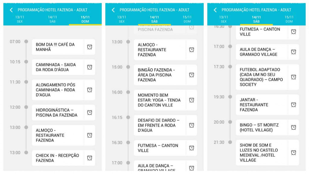 programação do Hotel Le Canton 