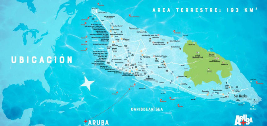 Mapa de localização de Aruba 