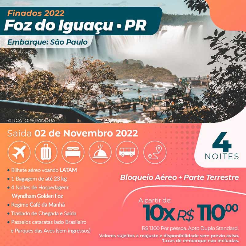 Pacote Foz do Iguaçu - Finados - saindo de SP