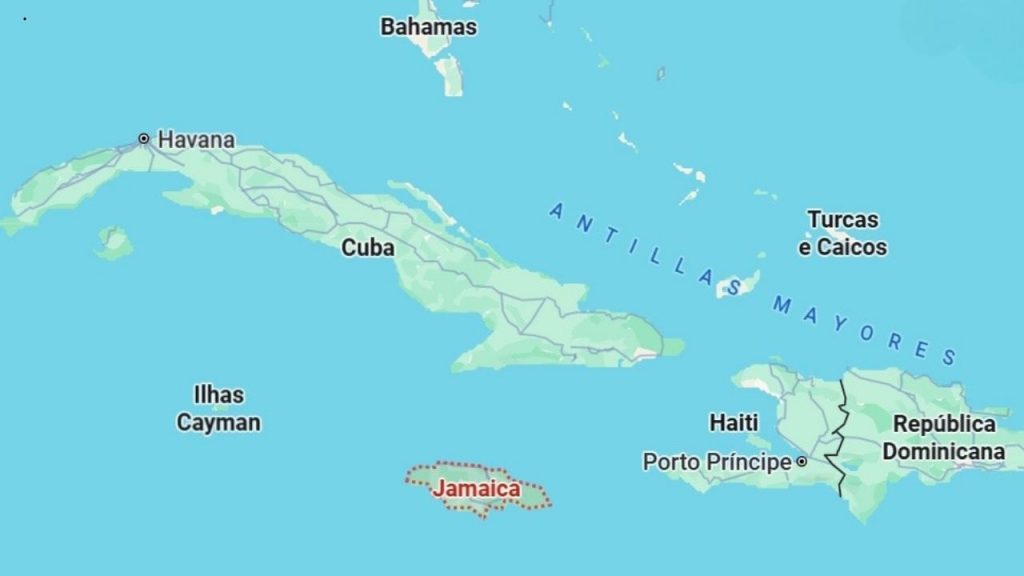 Mapa de localização da Jamaica