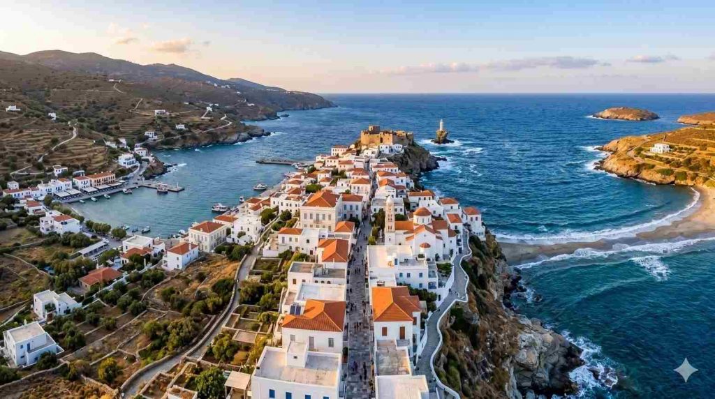 Chora na Ilha de Andros: Um Destino Grego Pouco Conhecido 1 Chora Ilha de Andros Grecia - imagem IA