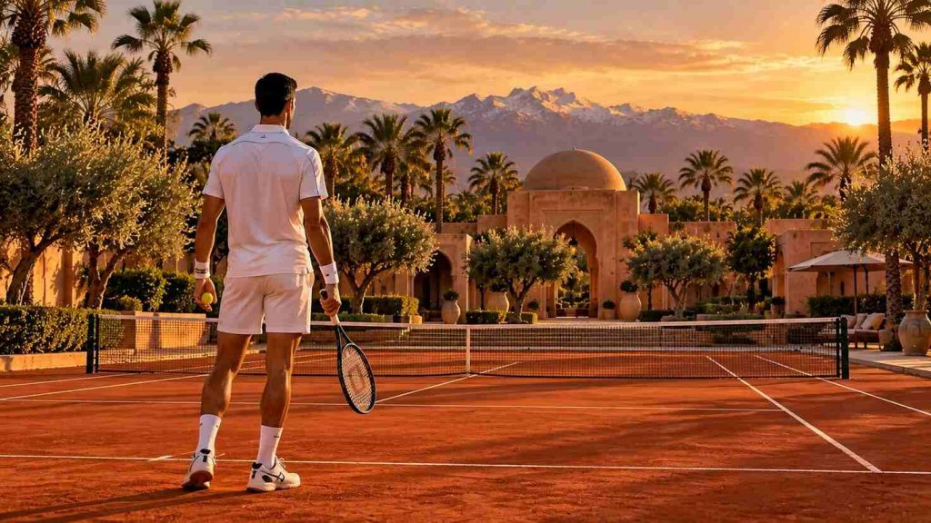 Retiro de Djokovic no Marrocos: conheça o Amanjena Resort 2 Tênis com Djokovic - Retiro no Marrocos - imagem IA