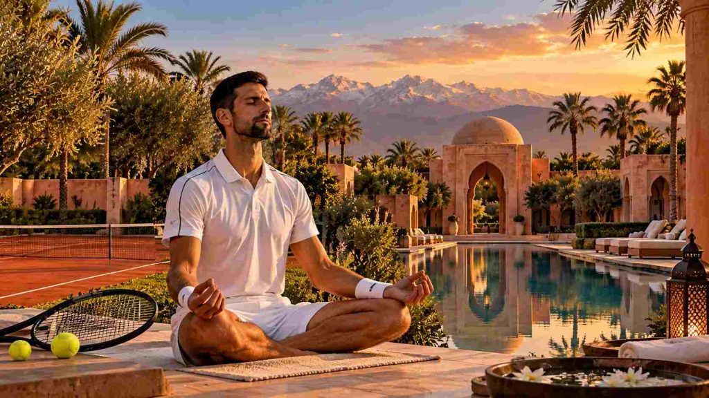 Retiro de Djokovic no Marrocos: conheça o Amanjena Resort 1 Retiro de Djokovic no Marrocos - imagem IA